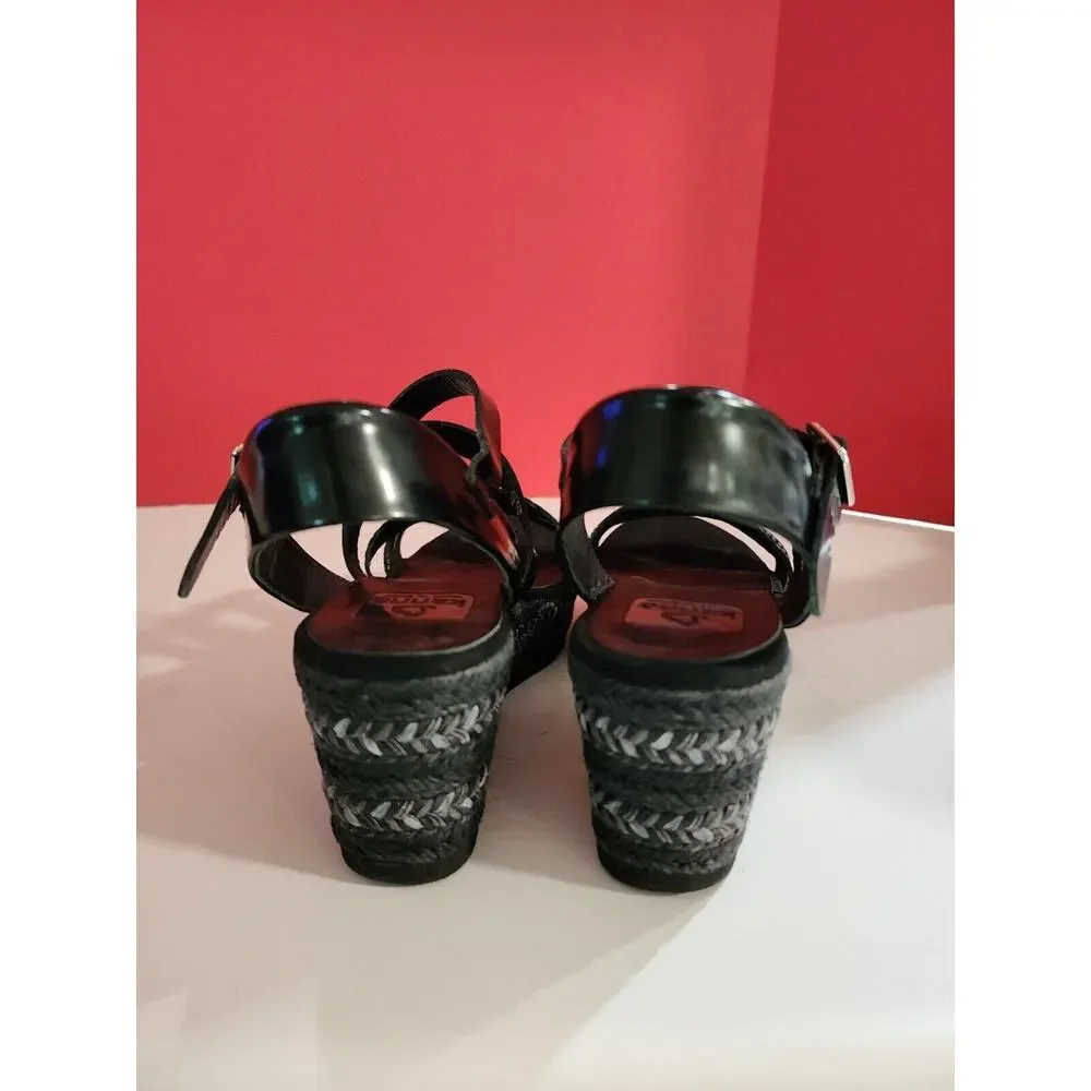 KANNA Espadrilles Womens Sandals Shoes Size 9 EUR 39 Black Strappy platform